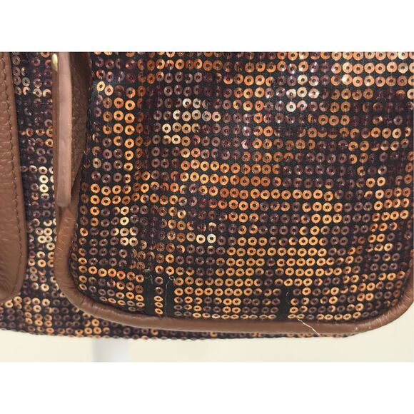 Sharif Women's Sequined Leopard Print Crossbody Handbag With Dust Bag Brown - Picture 4 of 9